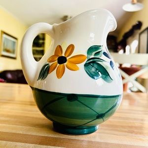 Gail Pittman Daisy Chain Small 7” Pitcher Hand Painted Vintage 1993